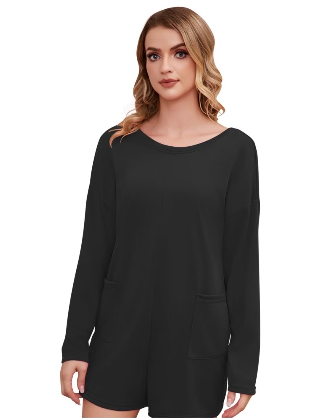 Women's Black Pocket Romper